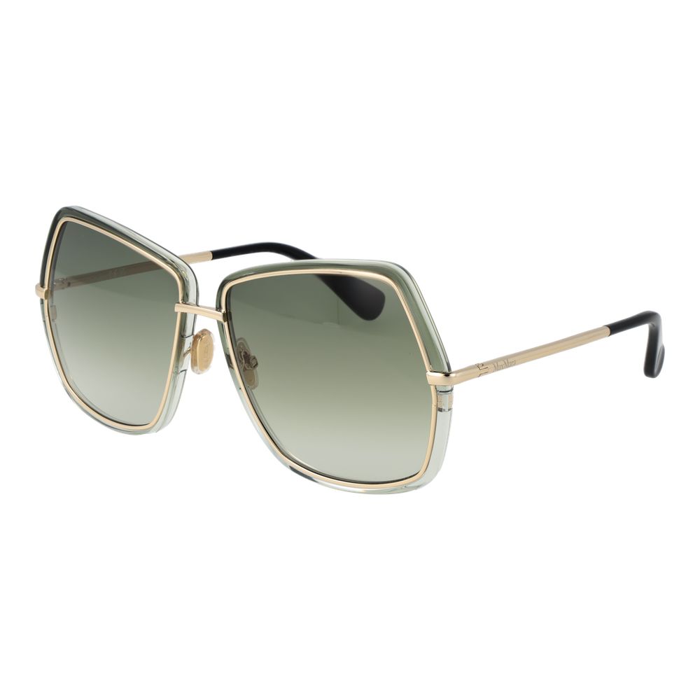61mm Green Metal Square Sunglasses
