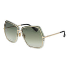 61mm Green Metal Square Sunglasses