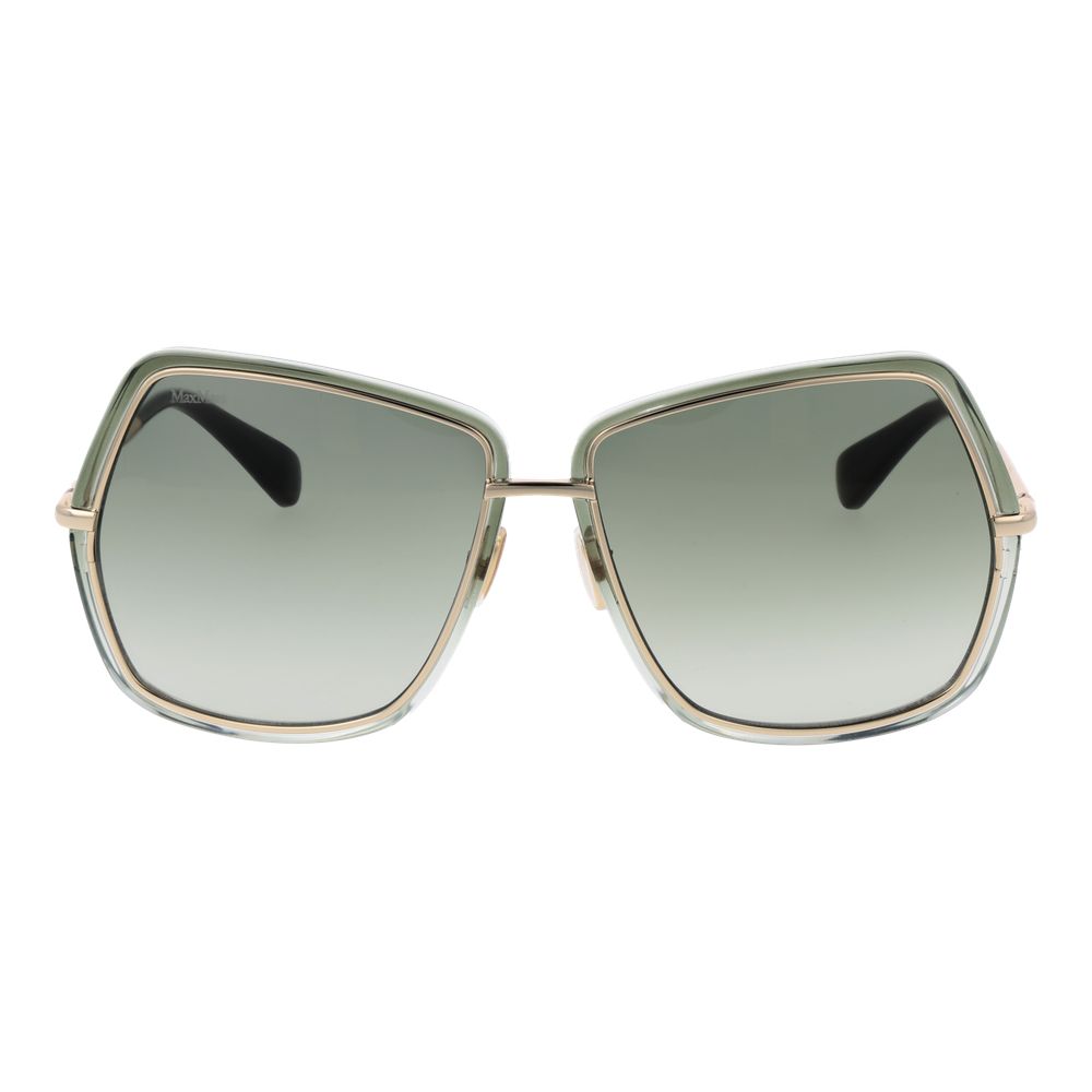 61mm Green Metal Square Sunglasses