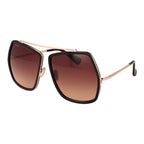 Brown Metal Full-Rim Sunglasses With Pink Gradient Lenses