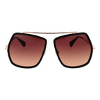 Brown Metal Full-Rim Sunglasses With Pink Gradient Lenses