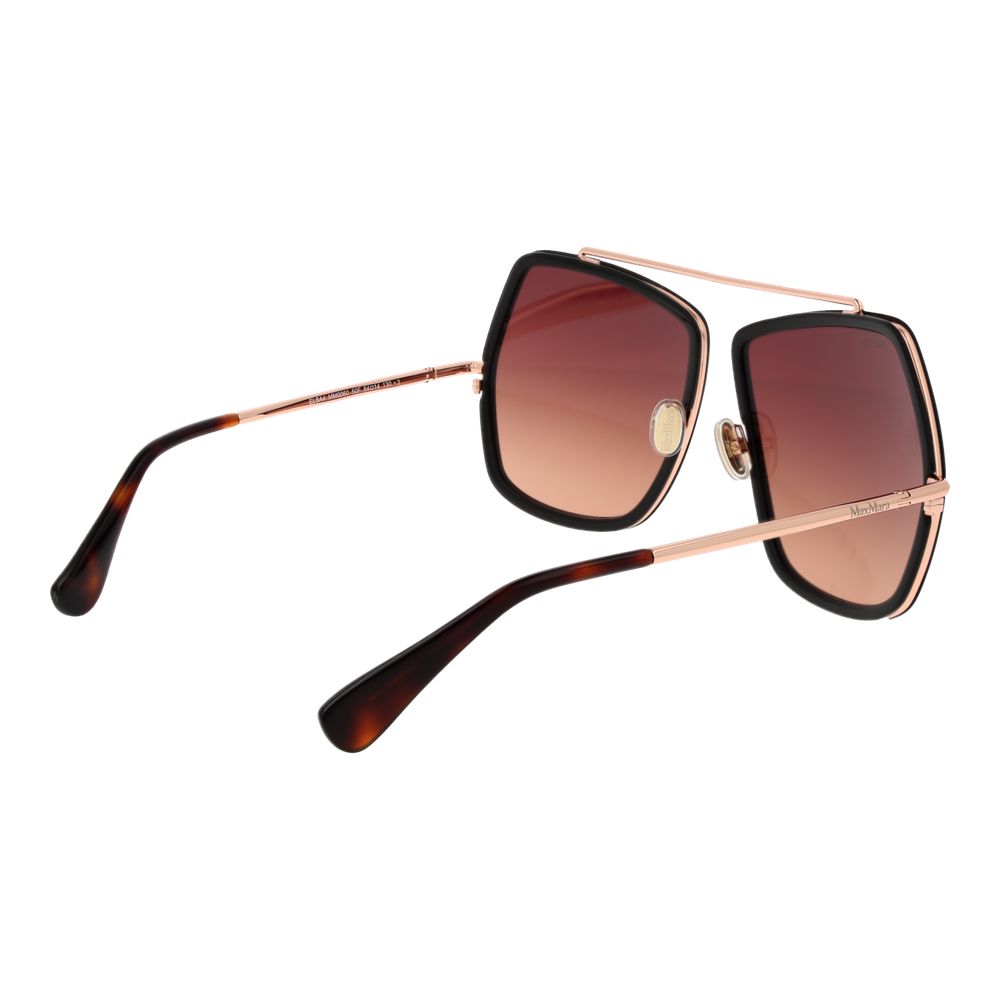Brown Metal Full-Rim Sunglasses With Pink Gradient Lenses