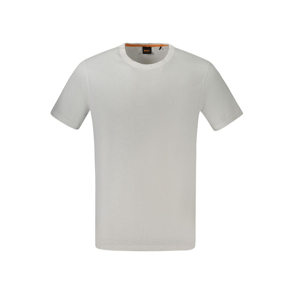 White Cotton T-Shirt Boss Short Sleeve