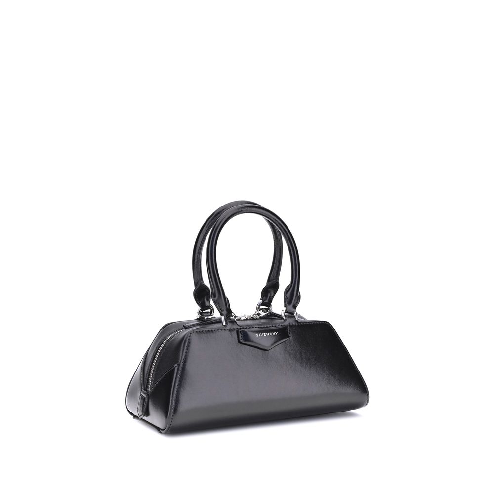 Antigona East-West Mini Handbag In Black Calf Leather