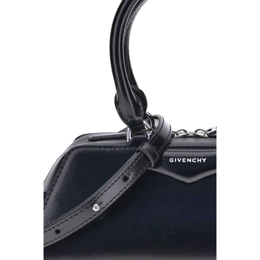 Antigona East-West Mini Handbag In Black Calf Leather