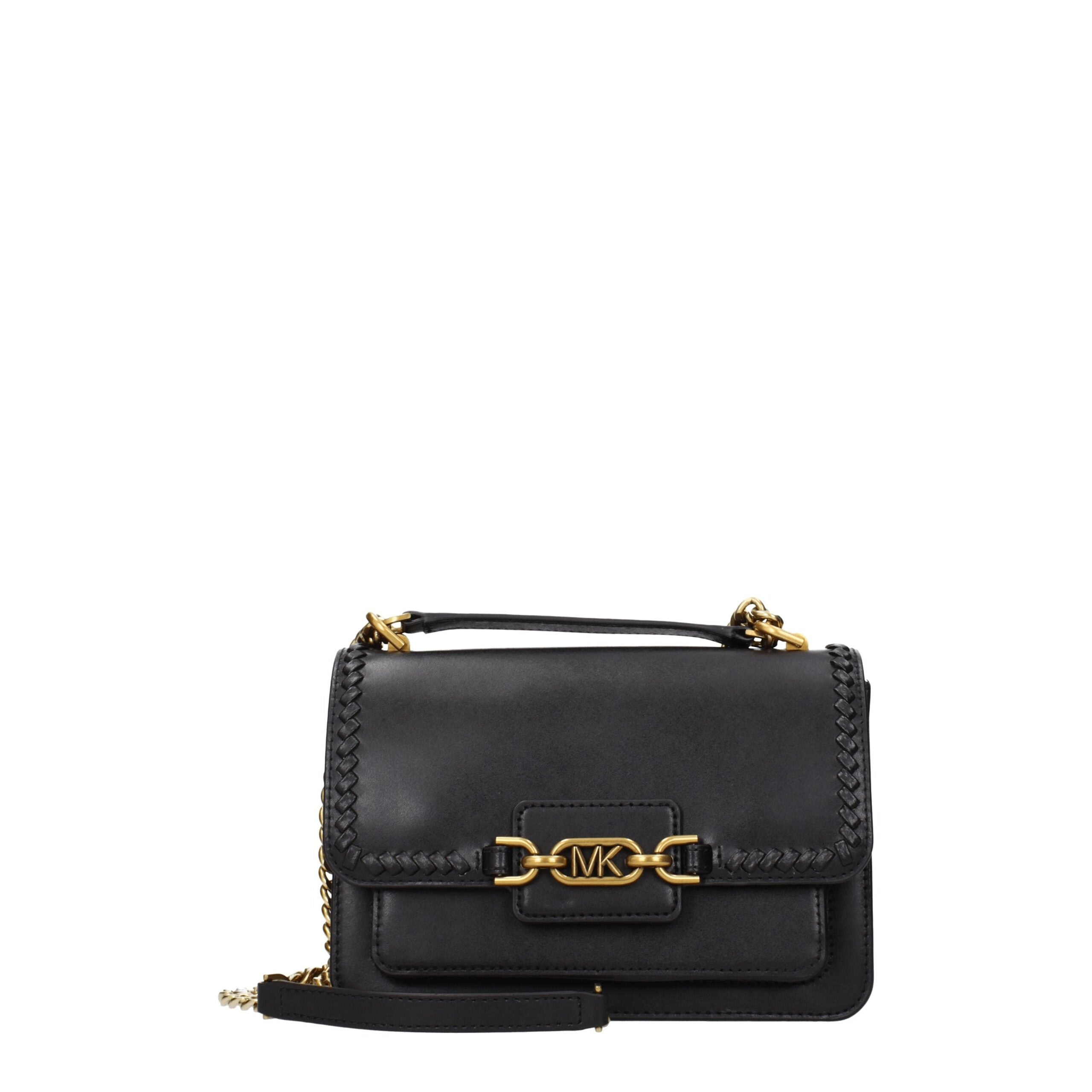 Gold-Toned Leather Shoulder Bag in Grained Leather, Medium