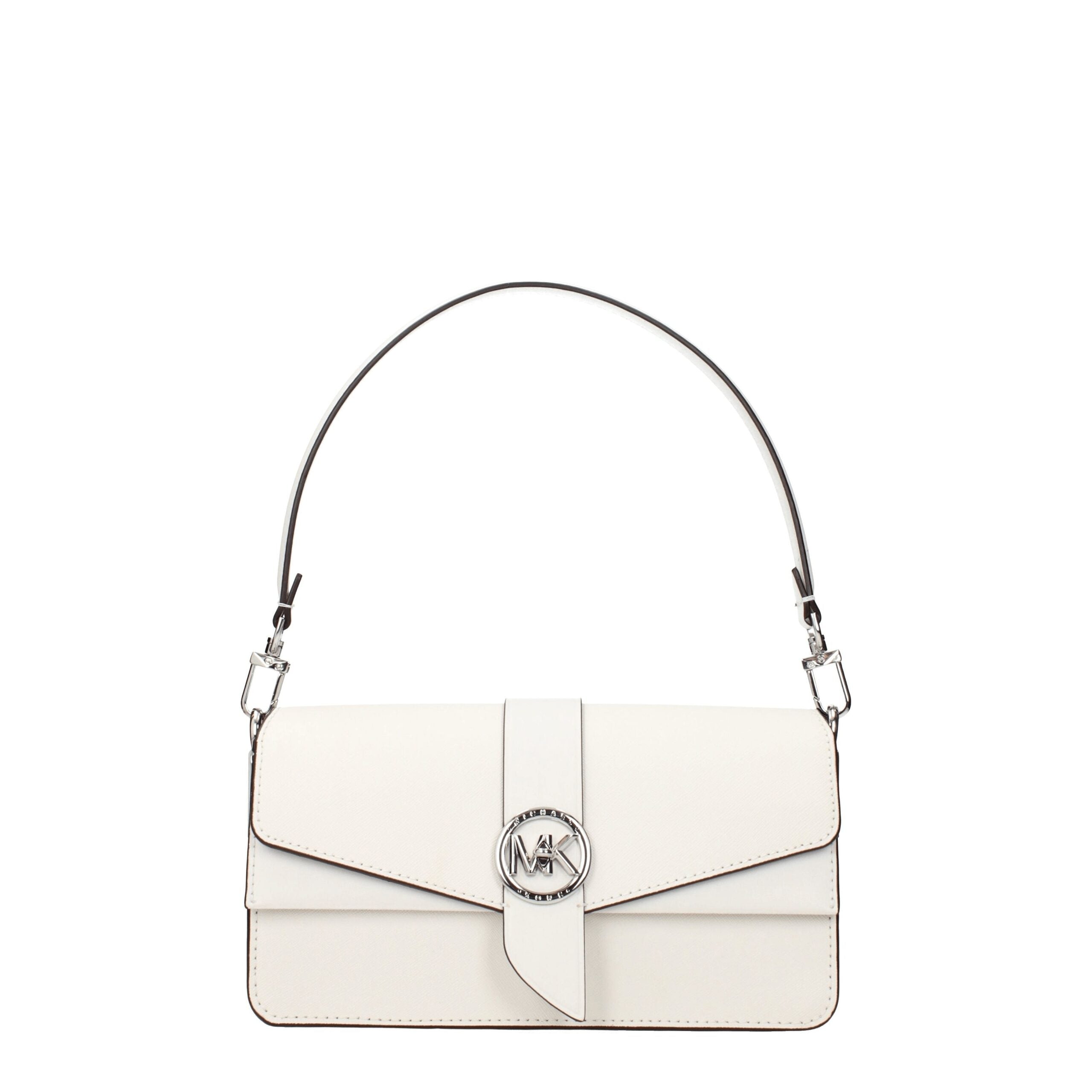 Medium Leather Handbag In Optic White