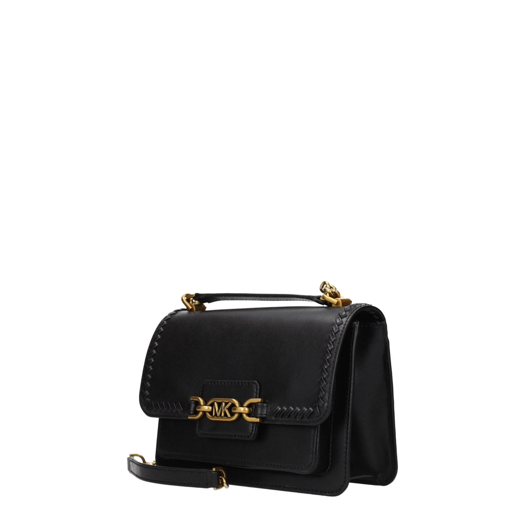 Gold-Toned Leather Shoulder Bag in Grained Leather, Medium