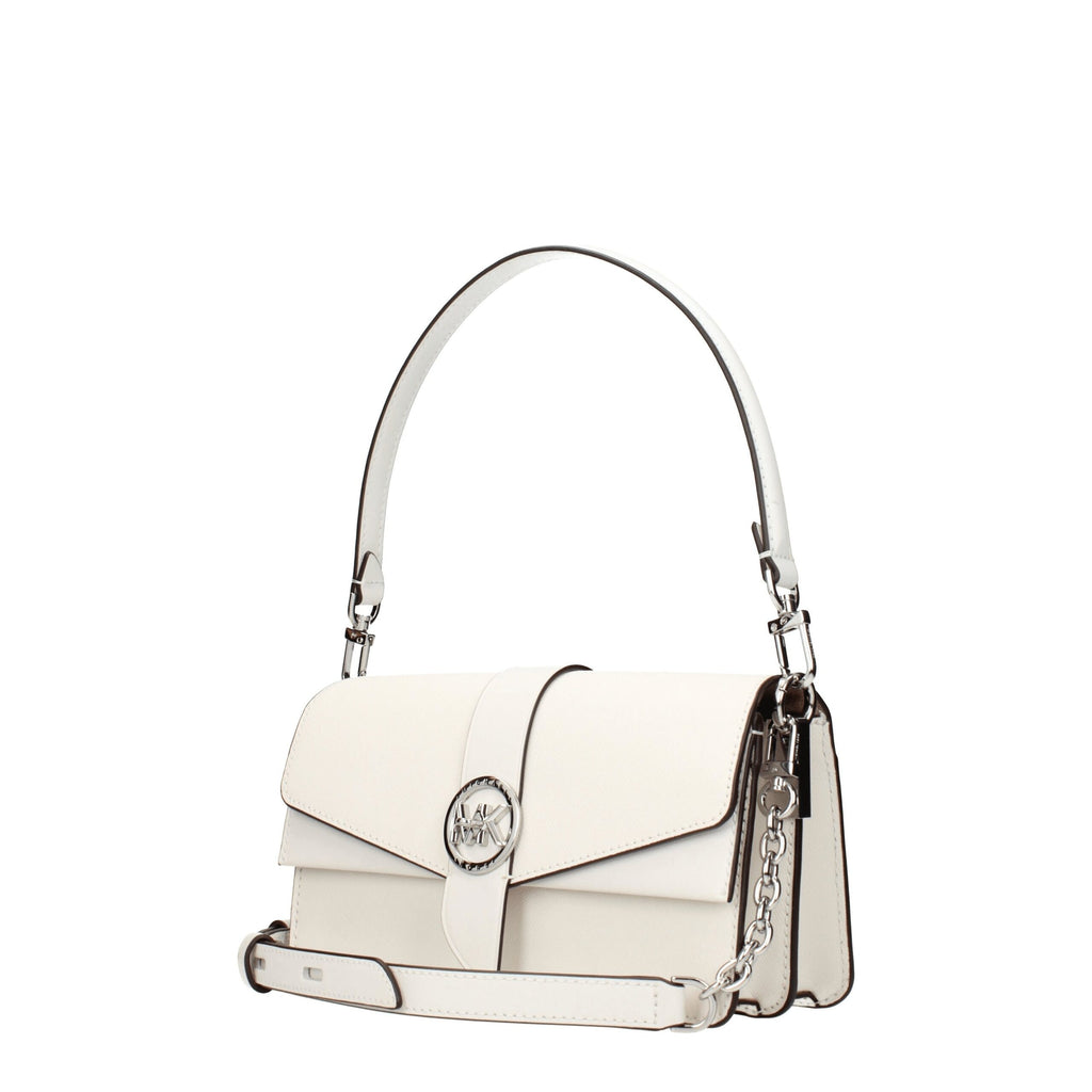 Medium Leather Handbag In Optic White