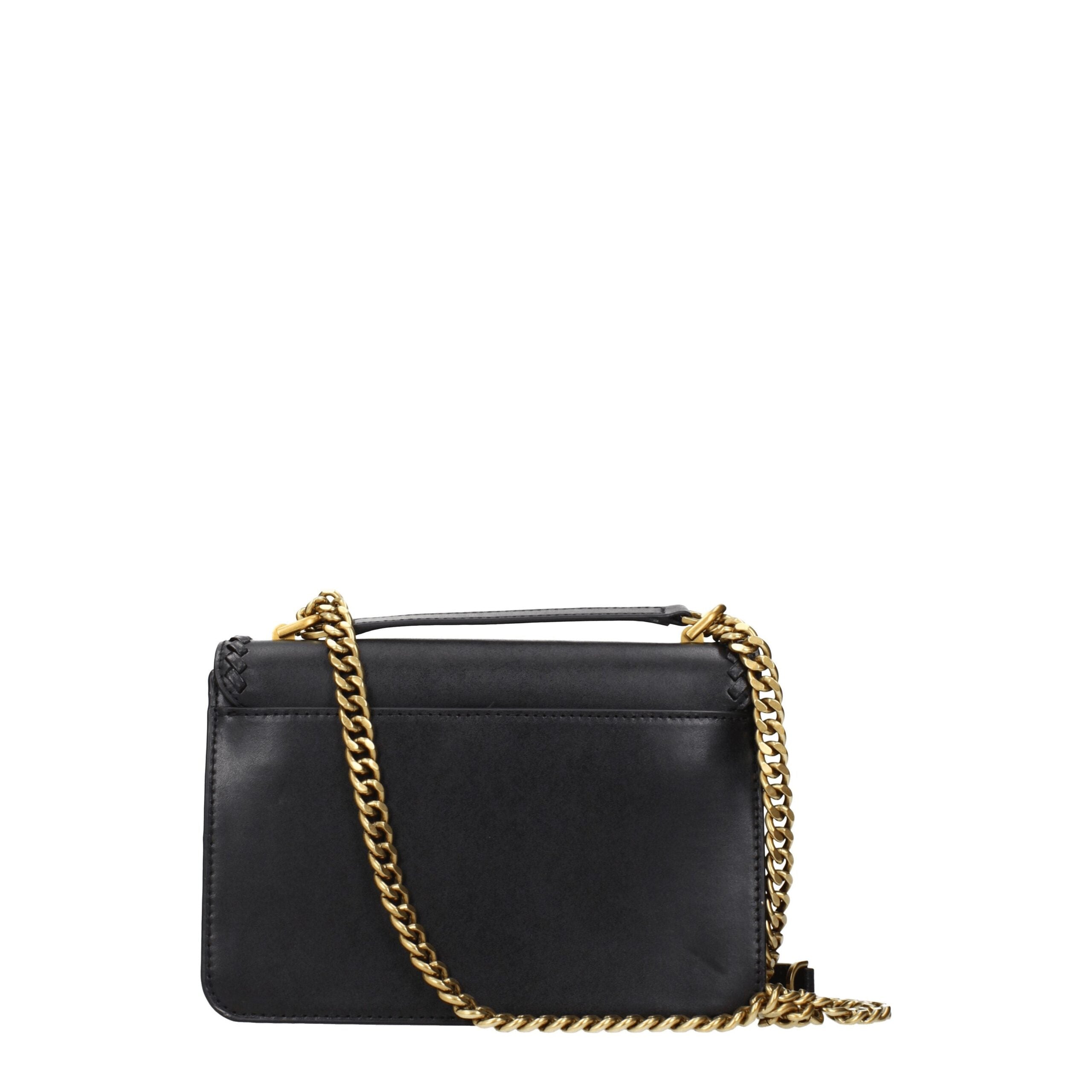 Gold-Toned Leather Shoulder Bag in Grained Leather, Medium