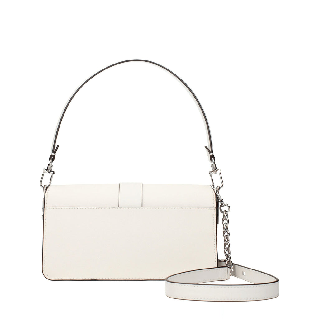 Medium Leather Handbag In Optic White