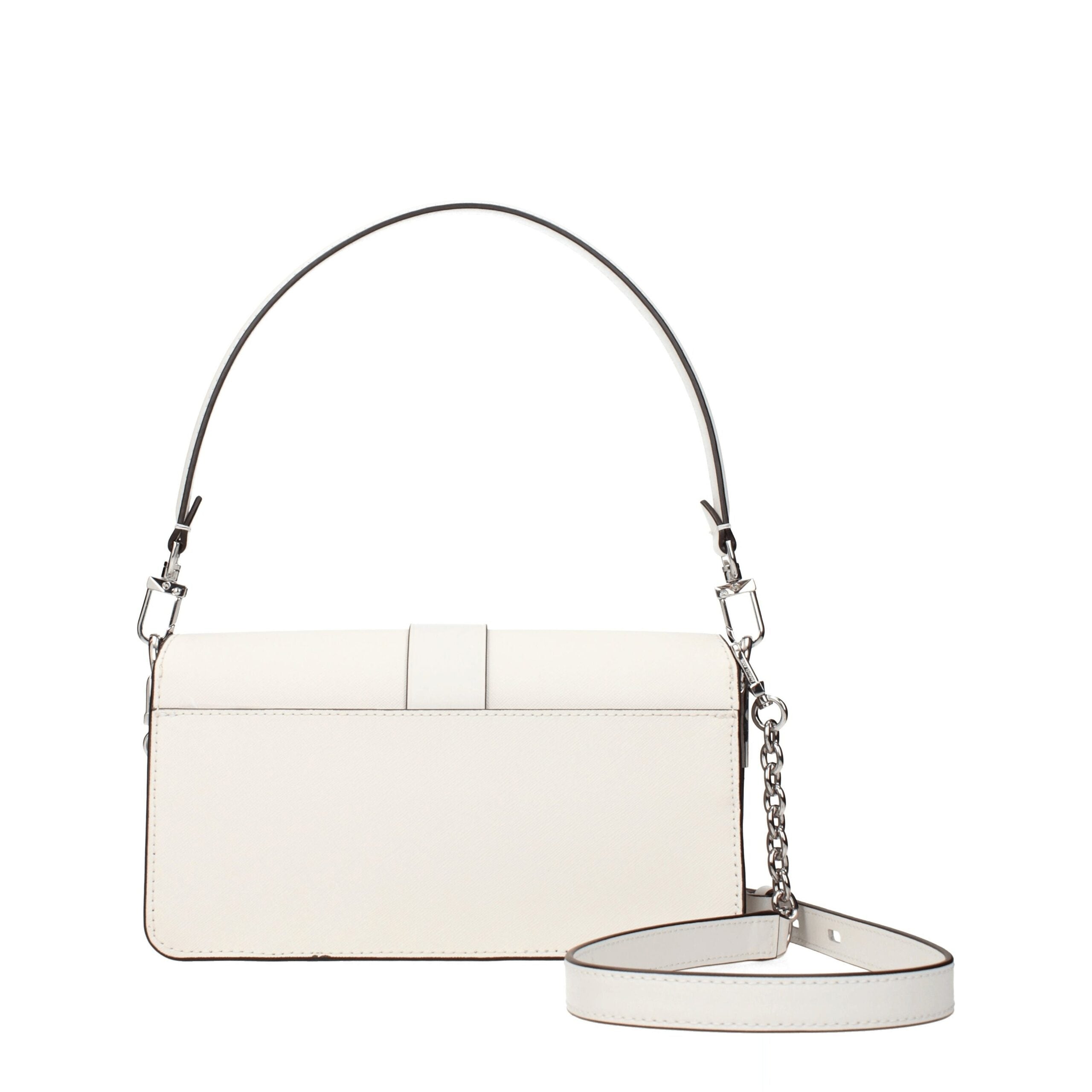 Medium Leather Handbag In Optic White