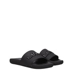 Black Cotton Open Toe Clogs