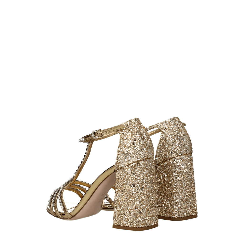 Gold Glitter Rhinestone Platform Sandals