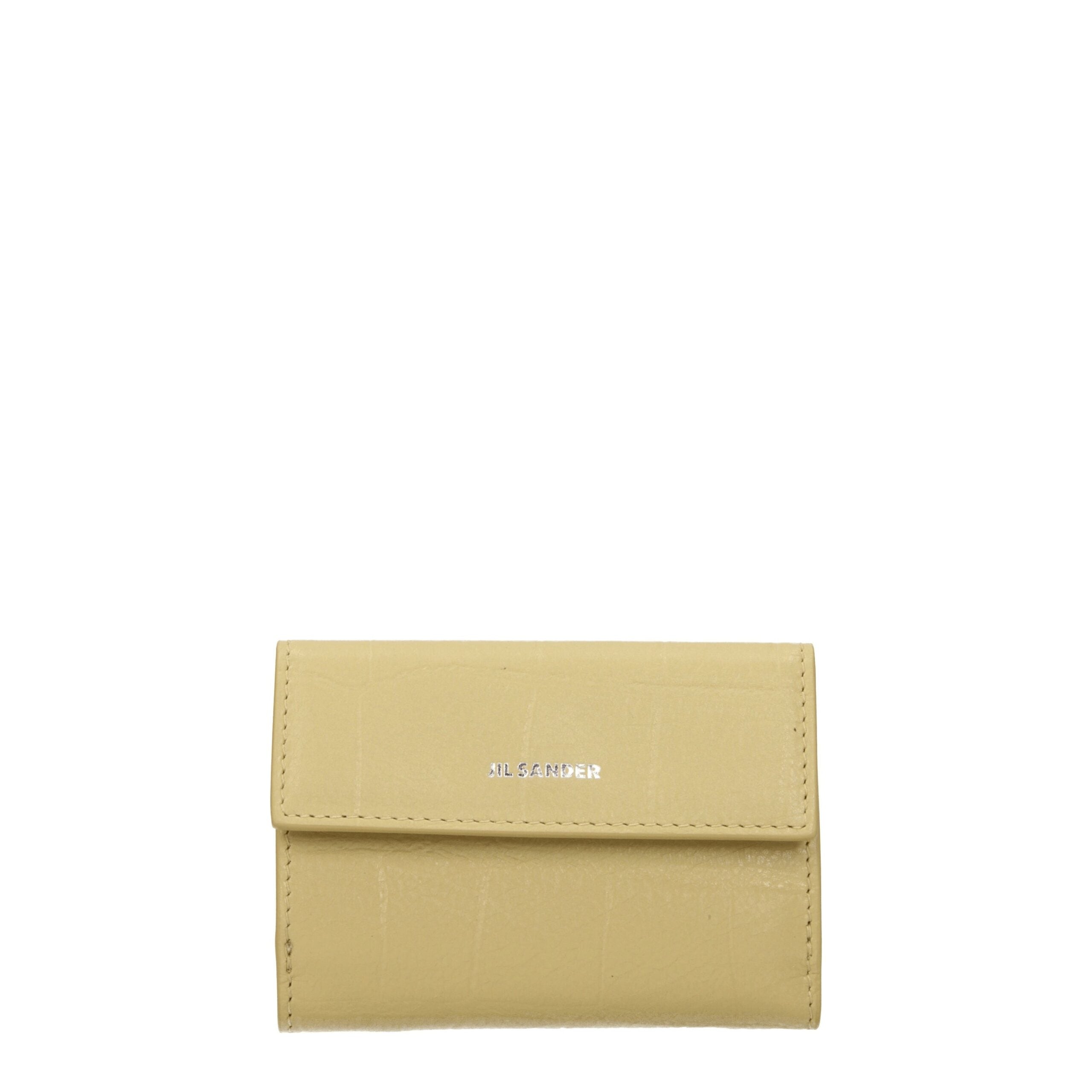 Yellow Crocodile Embossed Leather Wallet