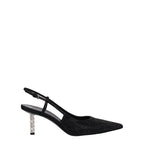 Black Fabric Rhinestone Embellished Pointy Toe Pumps