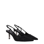 Black Fabric Rhinestone Embellished Pointy Toe Pumps