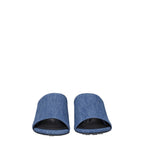 Blue Fabric Platform Mid Heel Sandals