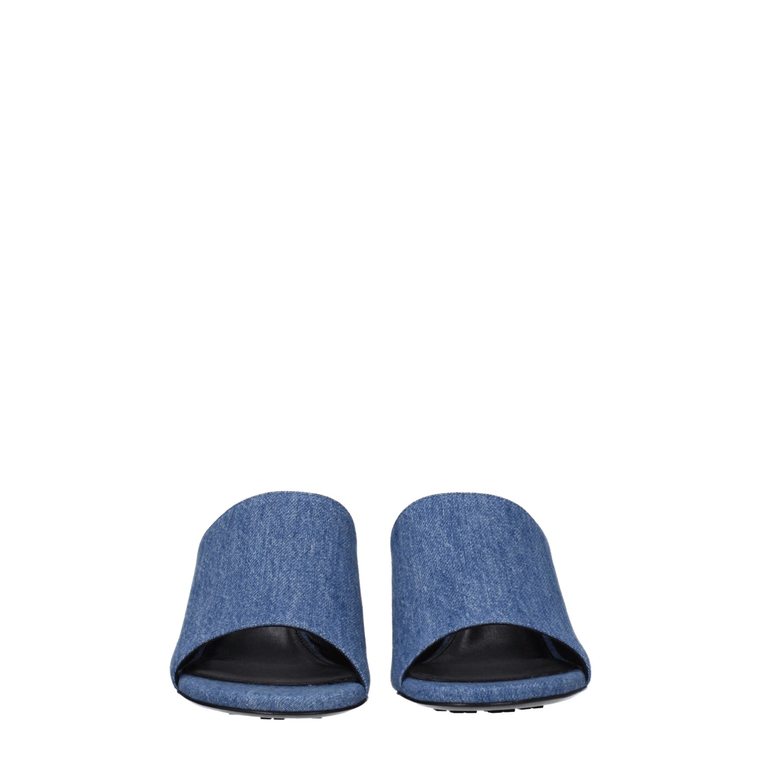 Blue Fabric Platform Mid Heel Sandals