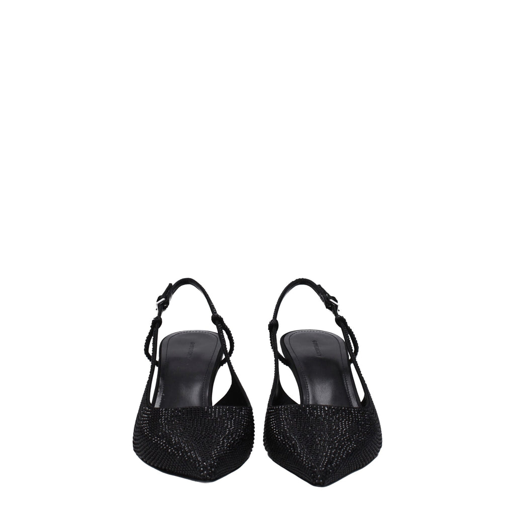 Black Fabric Rhinestone Embellished Pointy Toe Pumps