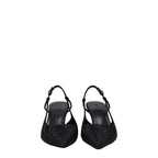 Black Fabric Rhinestone Embellished Pointy Toe Pumps
