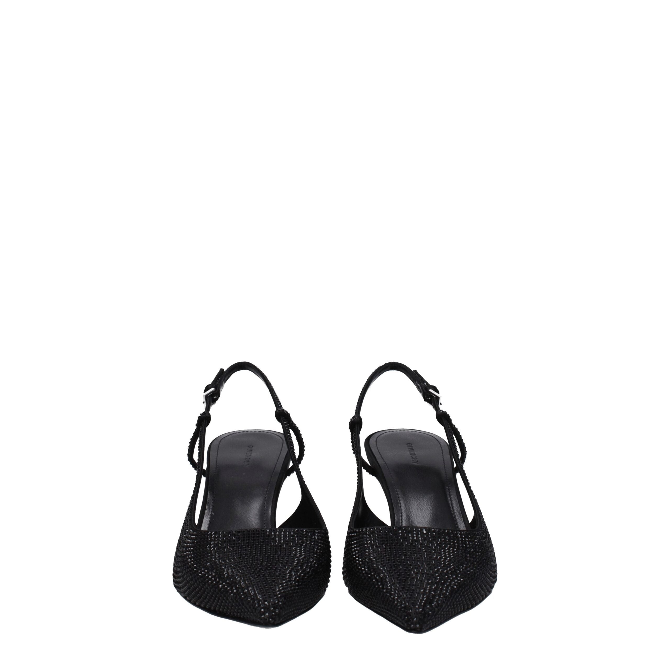 Black Fabric Rhinestone Embellished Pointy Toe Pumps