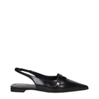 Black Leather Pointy Toe Ballet Flats