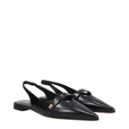 Black Leather Pointy Toe Ballet Flats