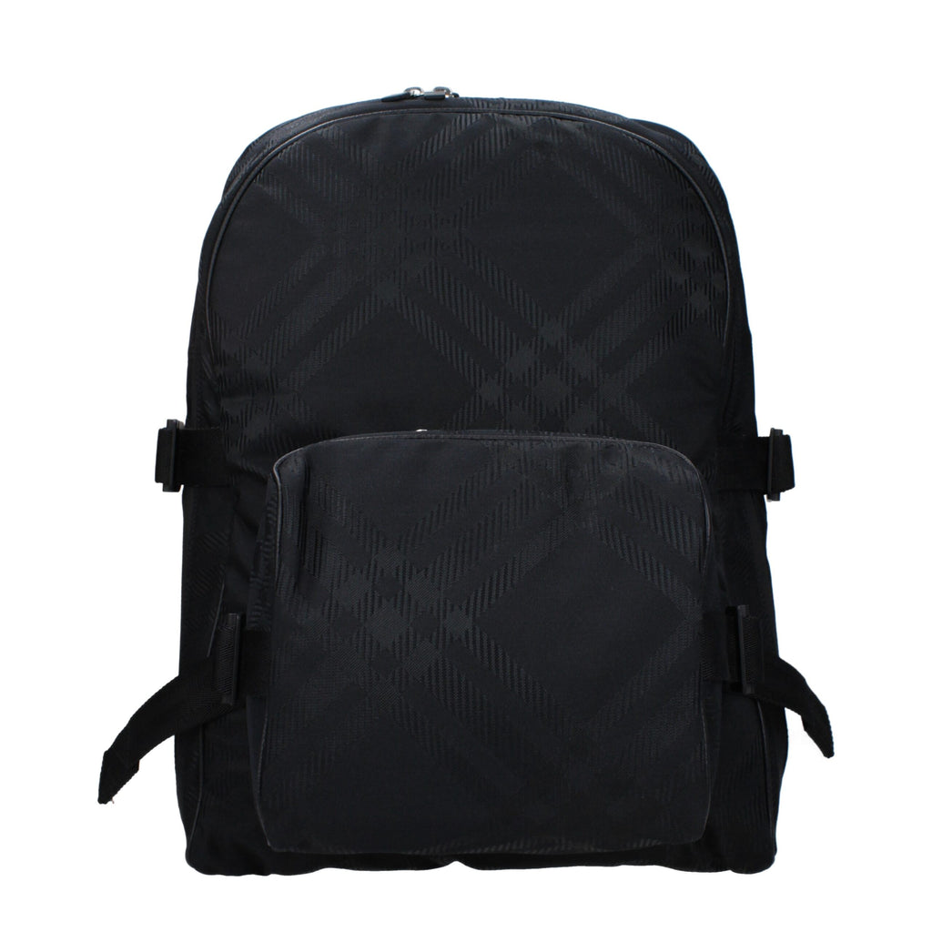 Large Check Print Fabric Backpack