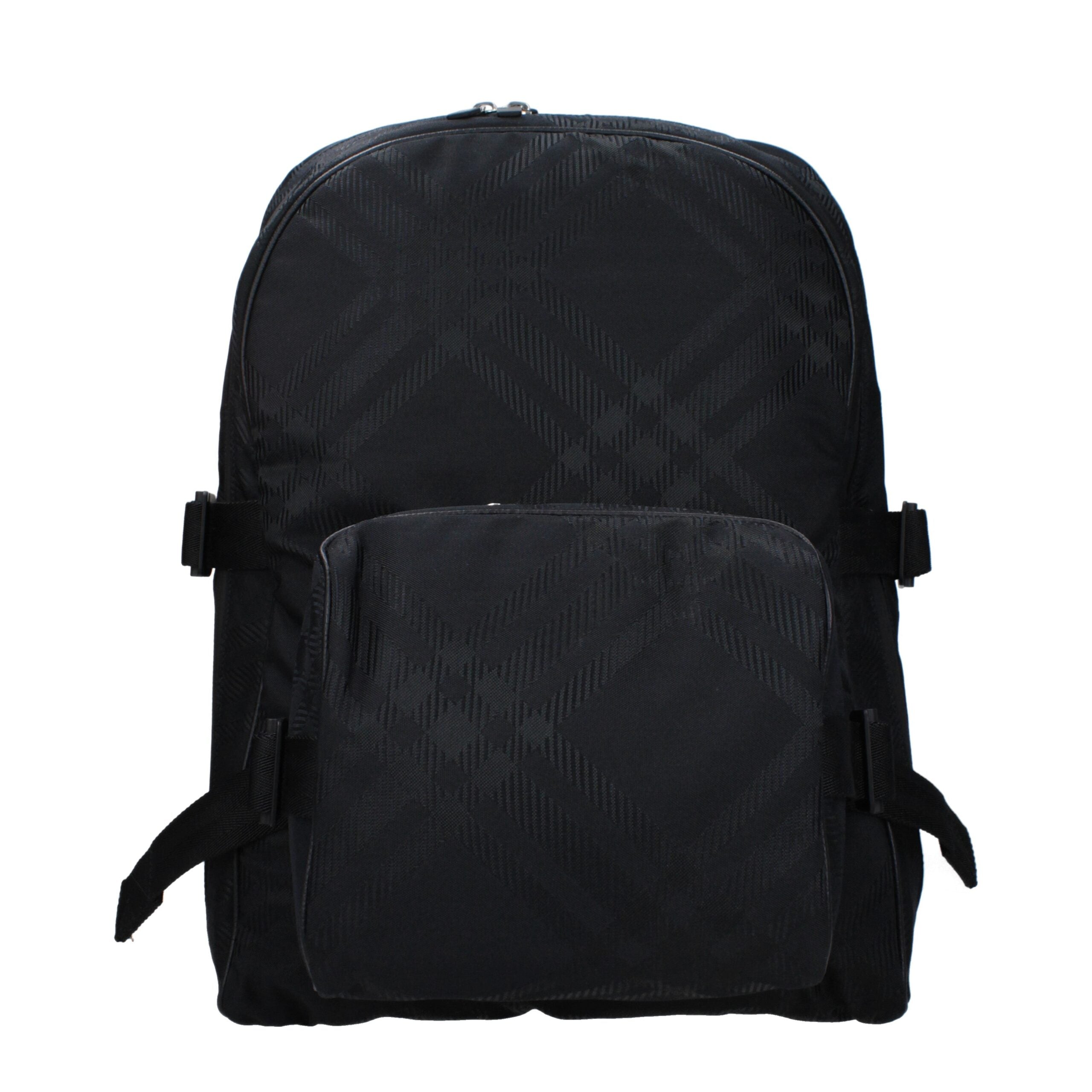 Large Check Print Fabric Backpack