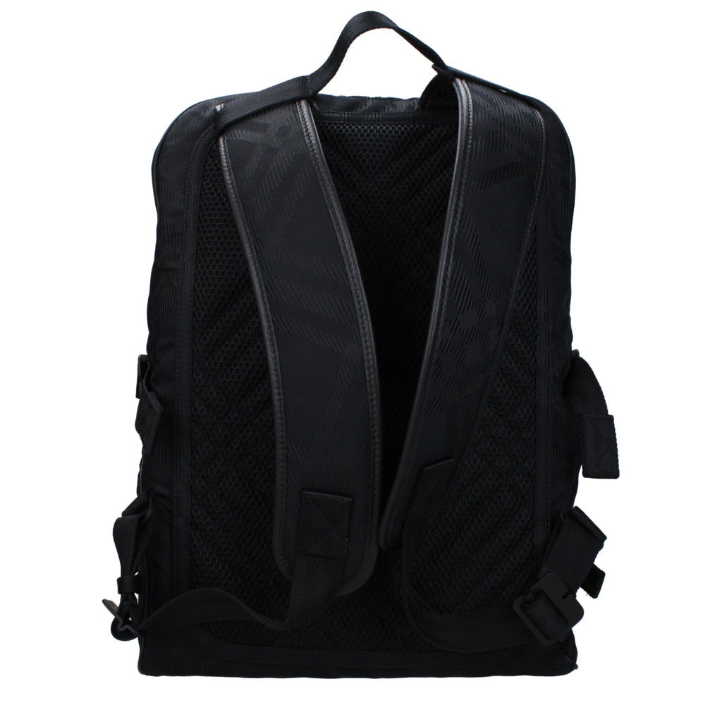 Large Check Print Fabric Backpack