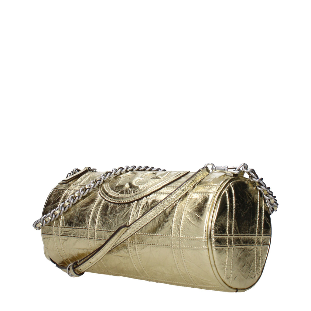 Gold Leather Small Shoulder Bag