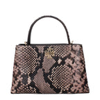 Mini Snake Embossed Leather Satchel Shoulder Bag