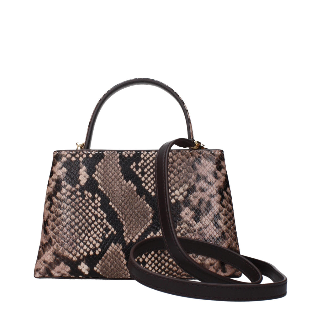 Mini Snake Embossed Leather Satchel Shoulder Bag