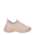Beige Fabric Rhinestone Embellished Sneakers