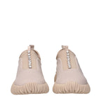 Beige Fabric Rhinestone Embellished Sneakers