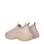 Beige Fabric Rhinestone Embellished Sneakers