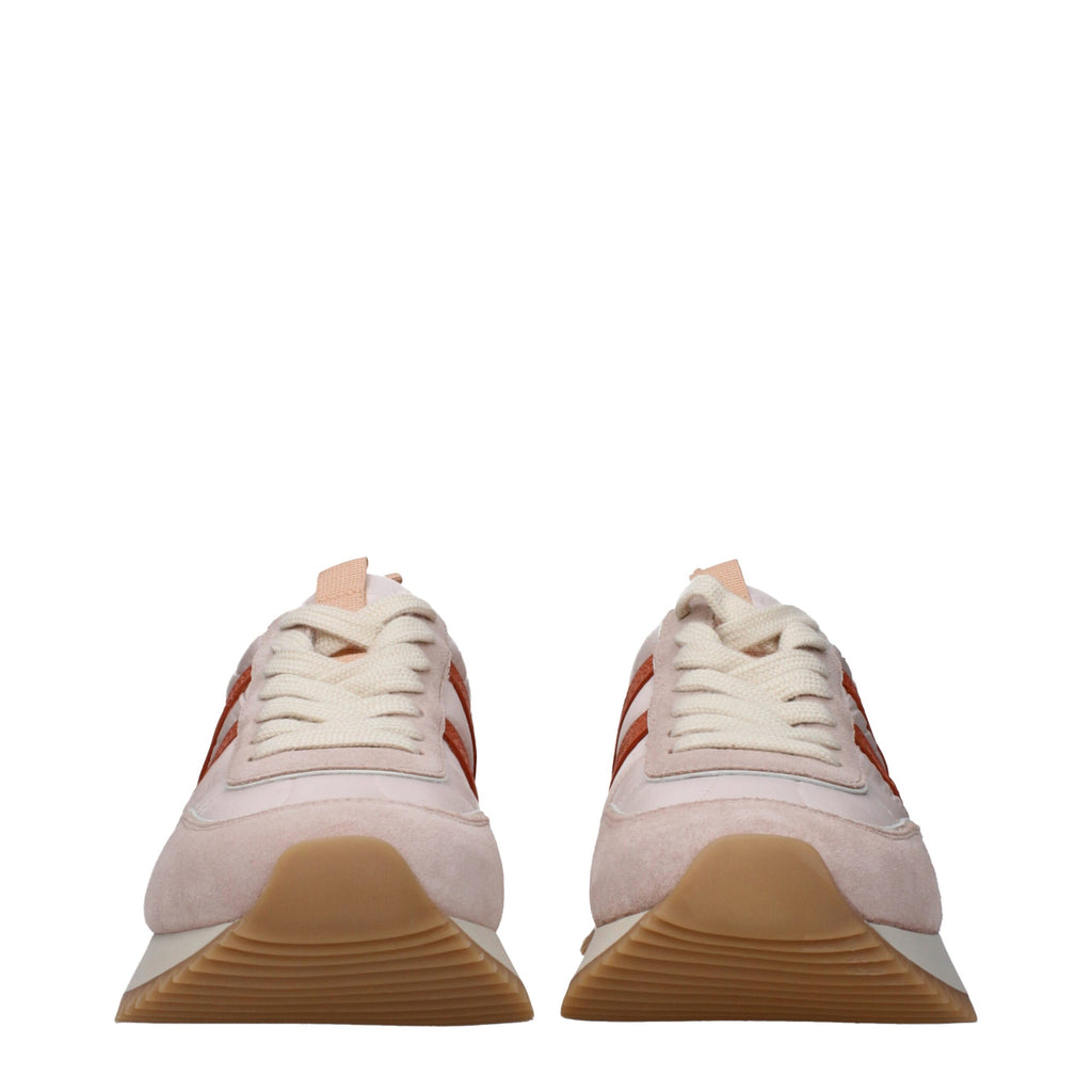 Pastel Pink Fabric Lace-Up Sneakers