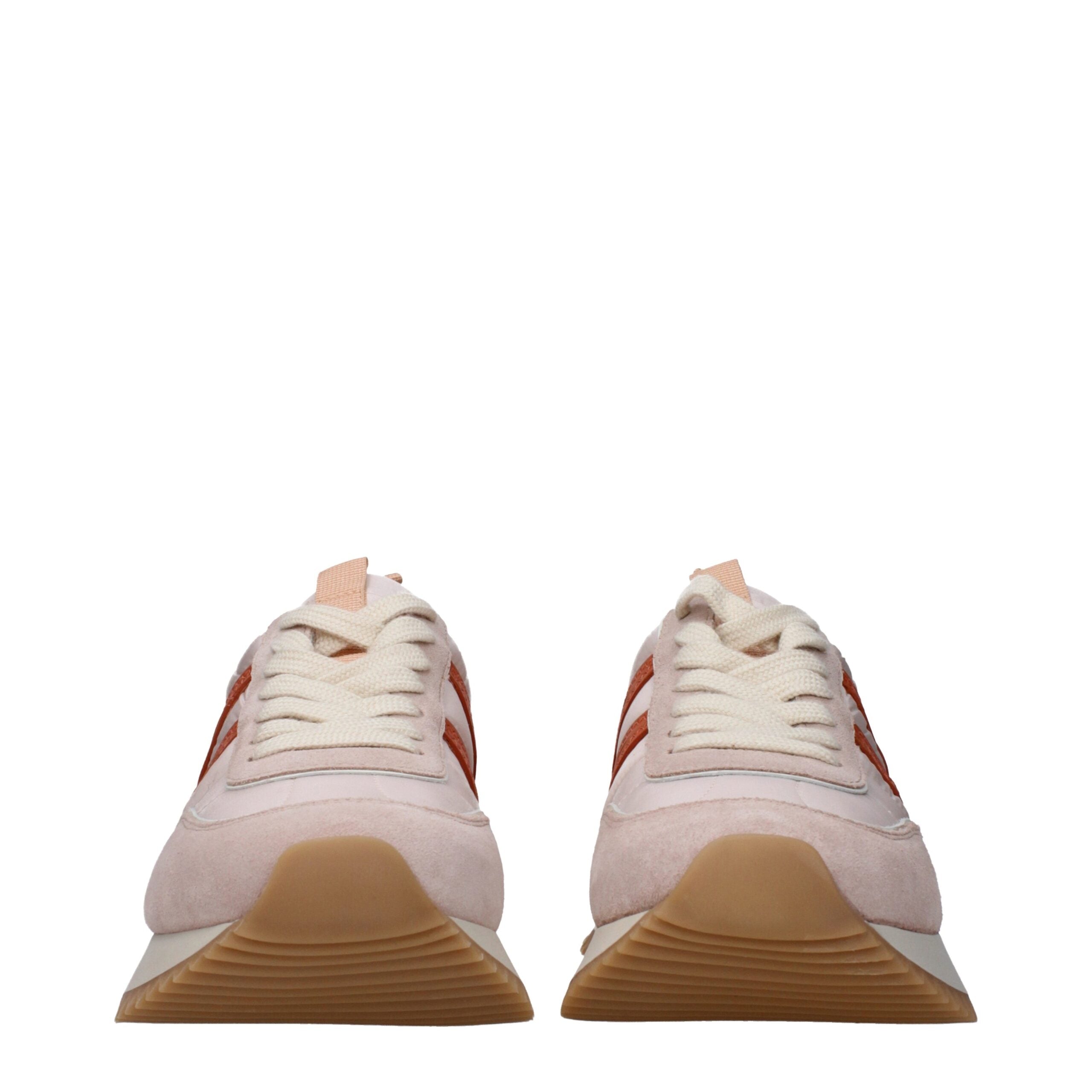 Pastel Pink Fabric Lace-Up Sneakers