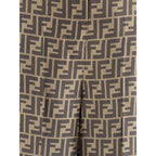 Brown Silk Monogram Palazzo Pants