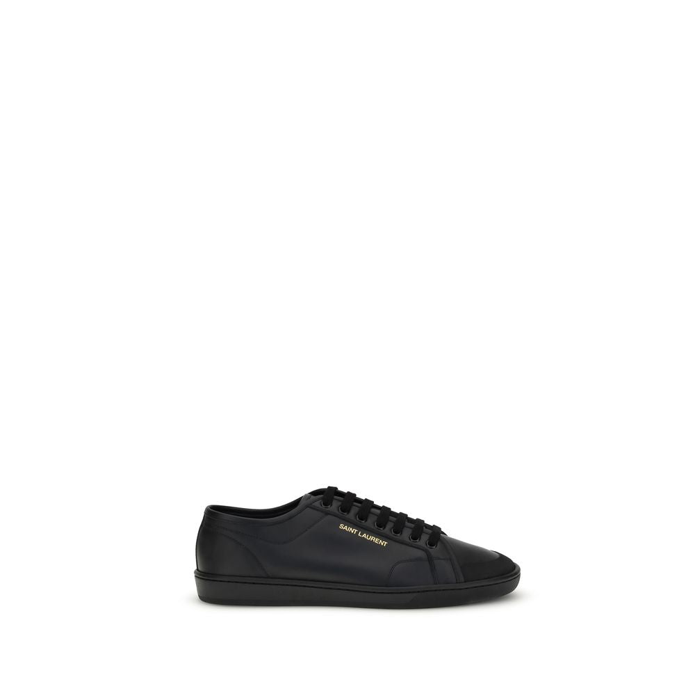 Black Calf Leather Low Top Sneakers