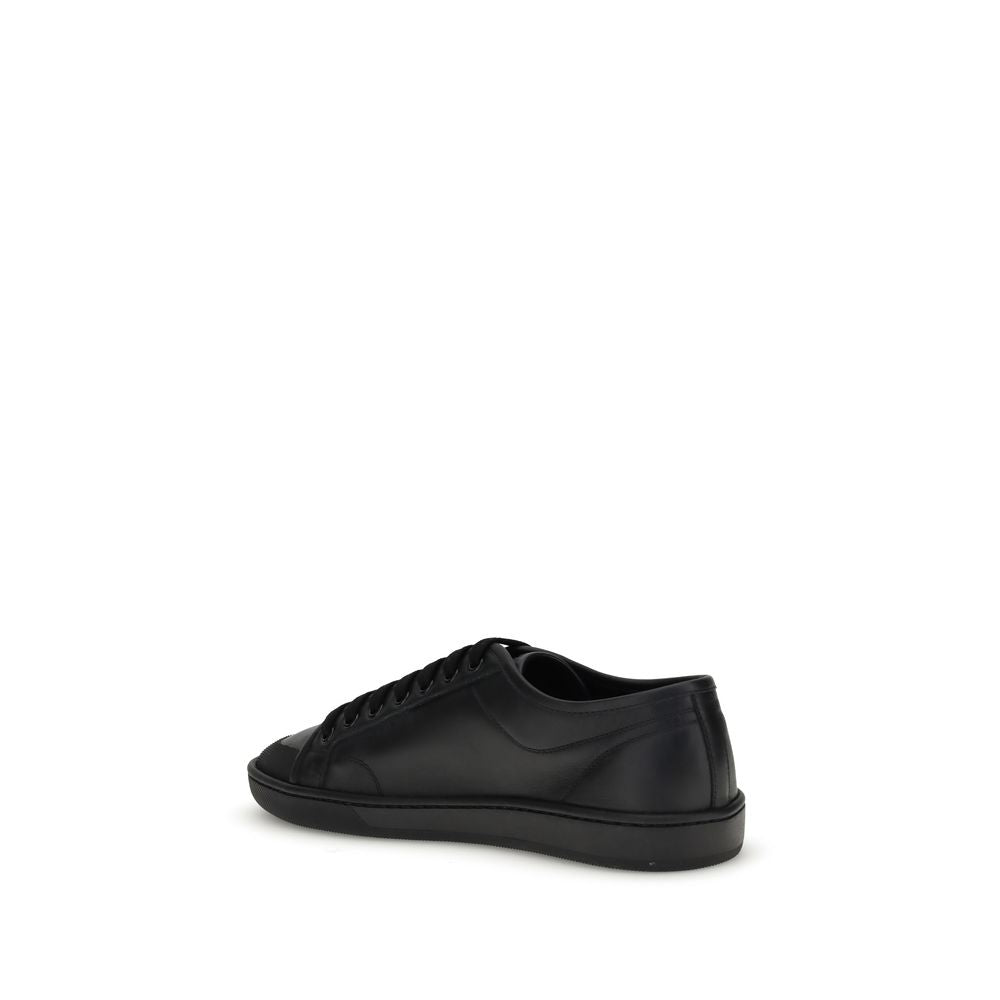 Black Calf Leather Low Top Sneakers
