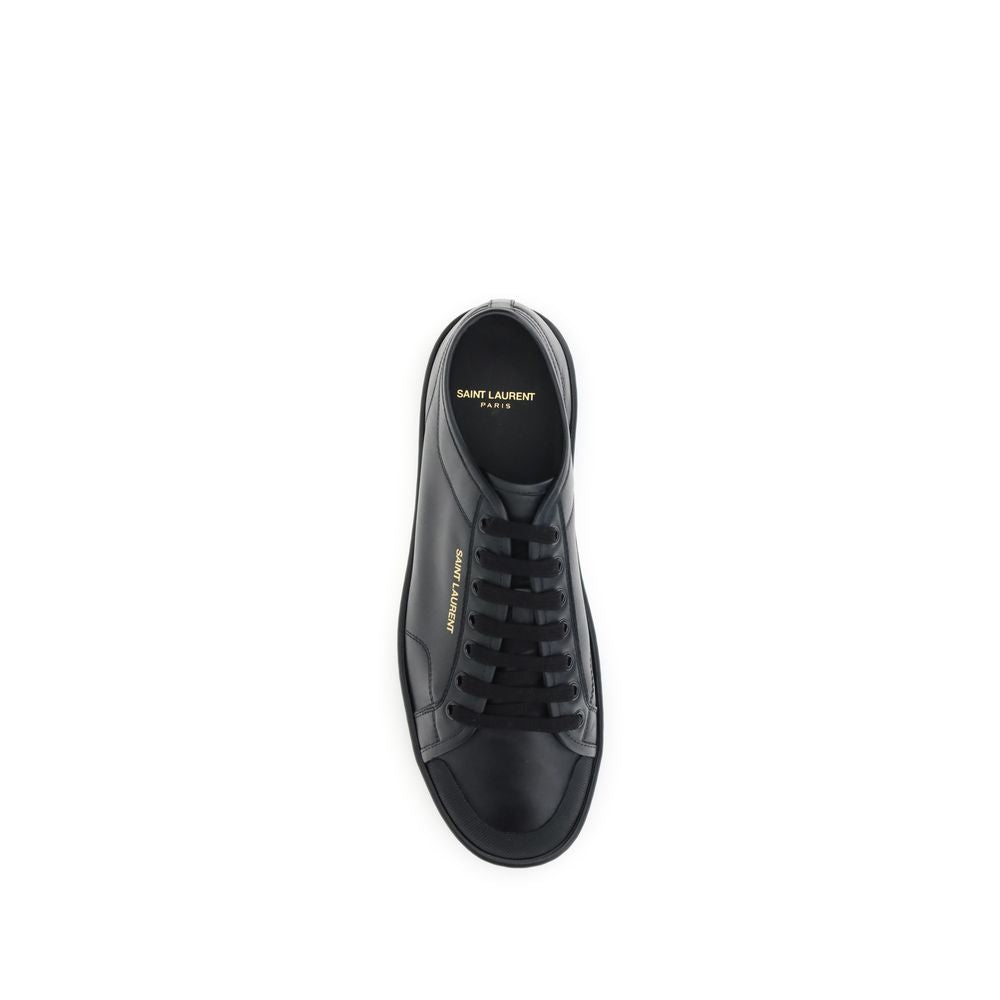 Black Calf Leather Low Top Sneakers
