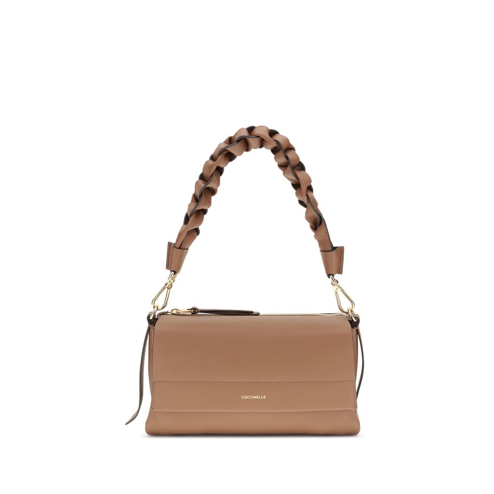 Beige Calf Leather Boheme Shoulder Bag