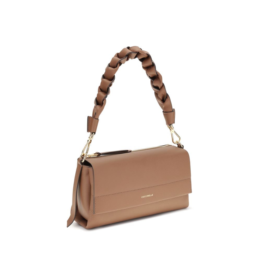 Beige Calf Leather Boheme Shoulder Bag