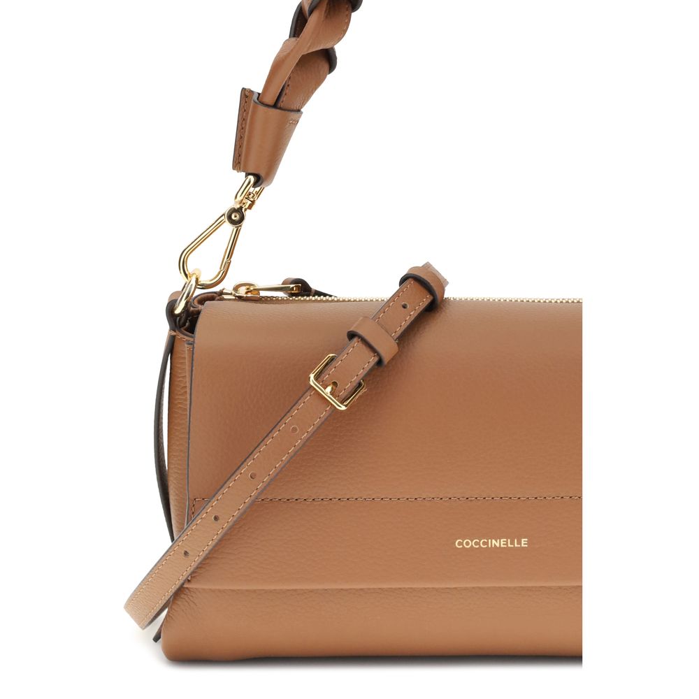 Beige Calf Leather Boheme Shoulder Bag