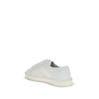 White Calf Leather Low Top Sneakers