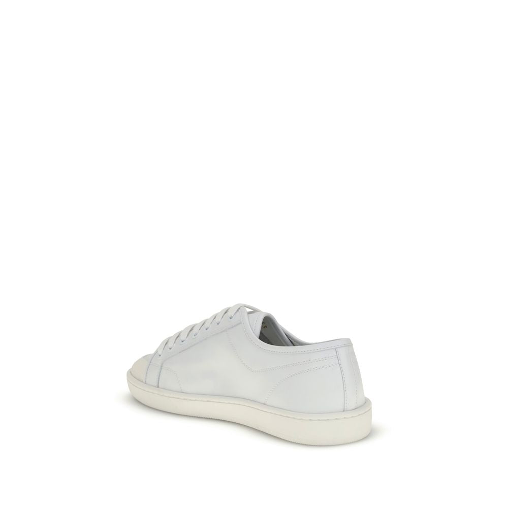 White Calf Leather Low Top Sneakers