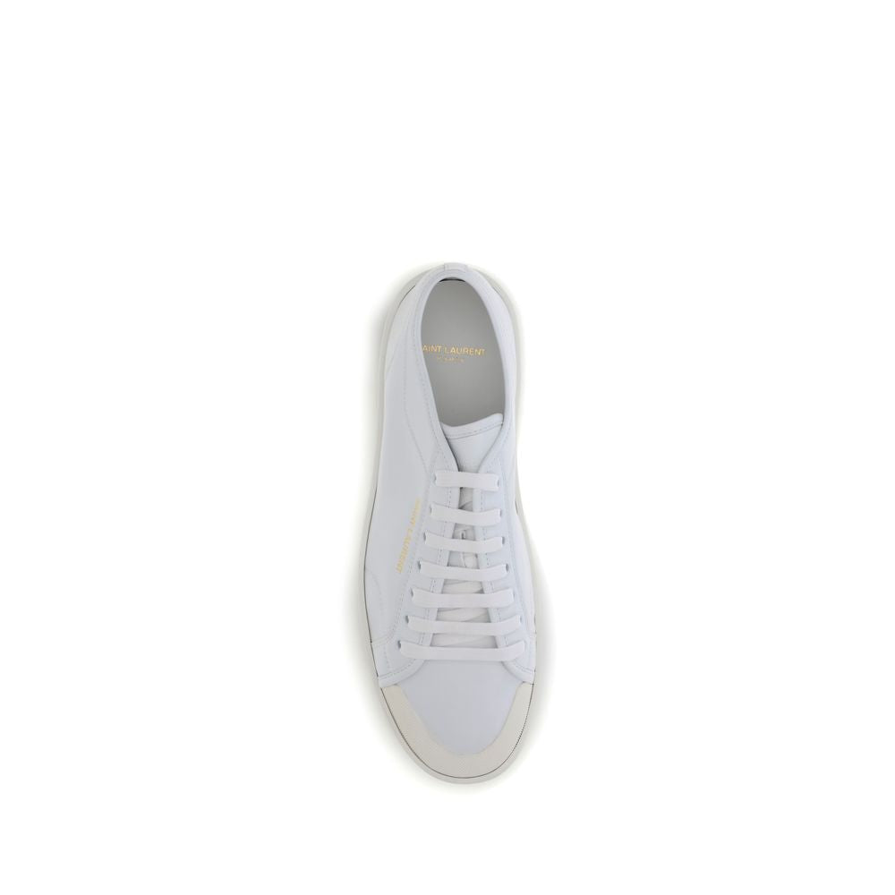 White Calf Leather Low Top Sneakers