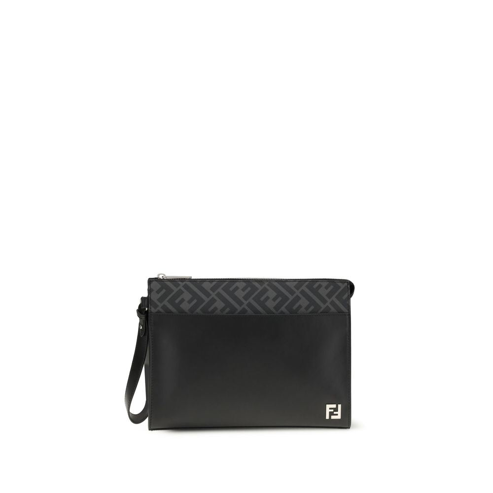 Black Calf Leather Pouch Bag